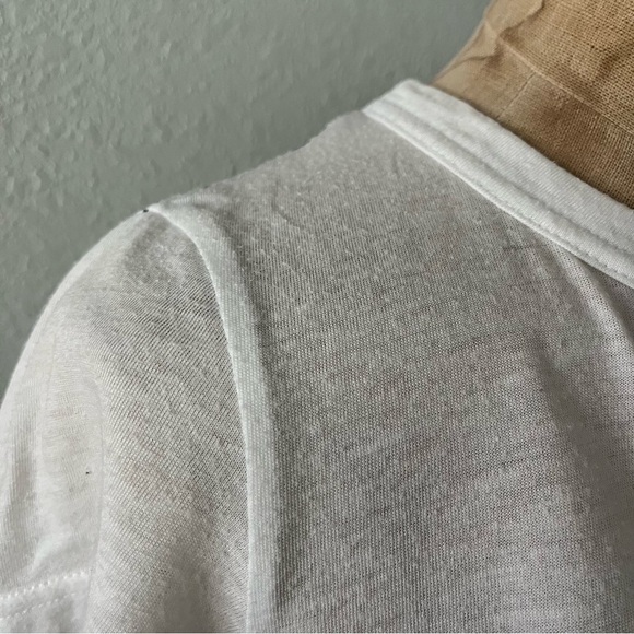 SOLD SACAI sz 2 S WHITE Linen Tee Flare Back Floral Print Short Sleeve Tshirt - Picture 9 of 12